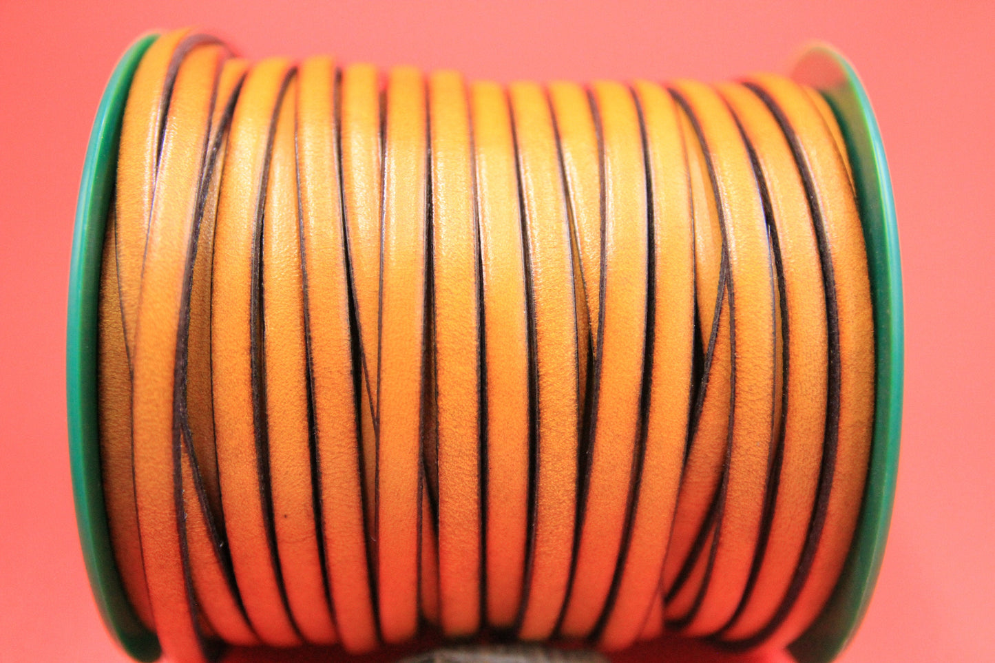 MADE in EUROPE 1 yard of 5mm flat leather cord, 5mm genuine mustard leather cord, flat 5mm real leather cord (Marf5mustard)