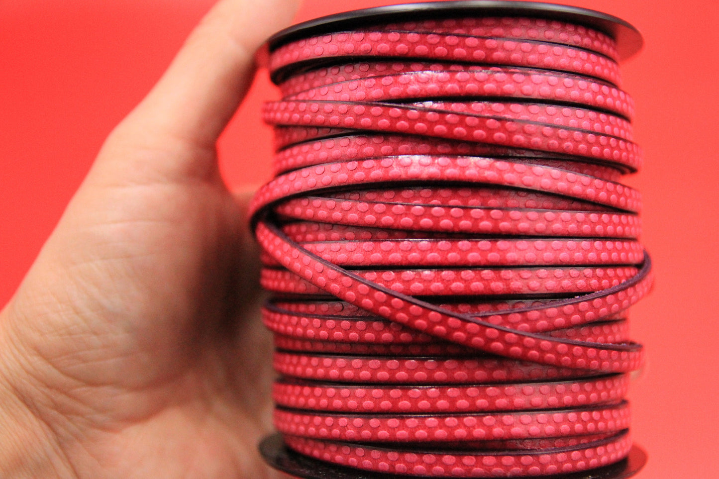 MADE in EUROPE 24'' flat 5mm embossed leather cord, 5mm flat leather cord, 5mm embossed leather cord (AR110/05/25)