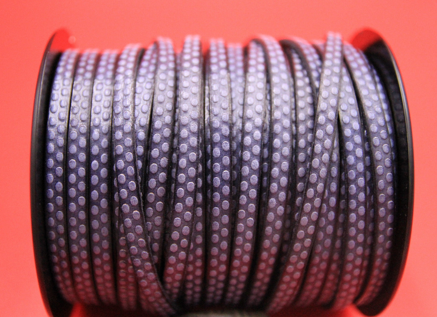 MADE in EUROPE 24" flat leather cord, polka dot embossed 5mm grey leather cord, grayish blue leather cord (AR110/05/BlGr)