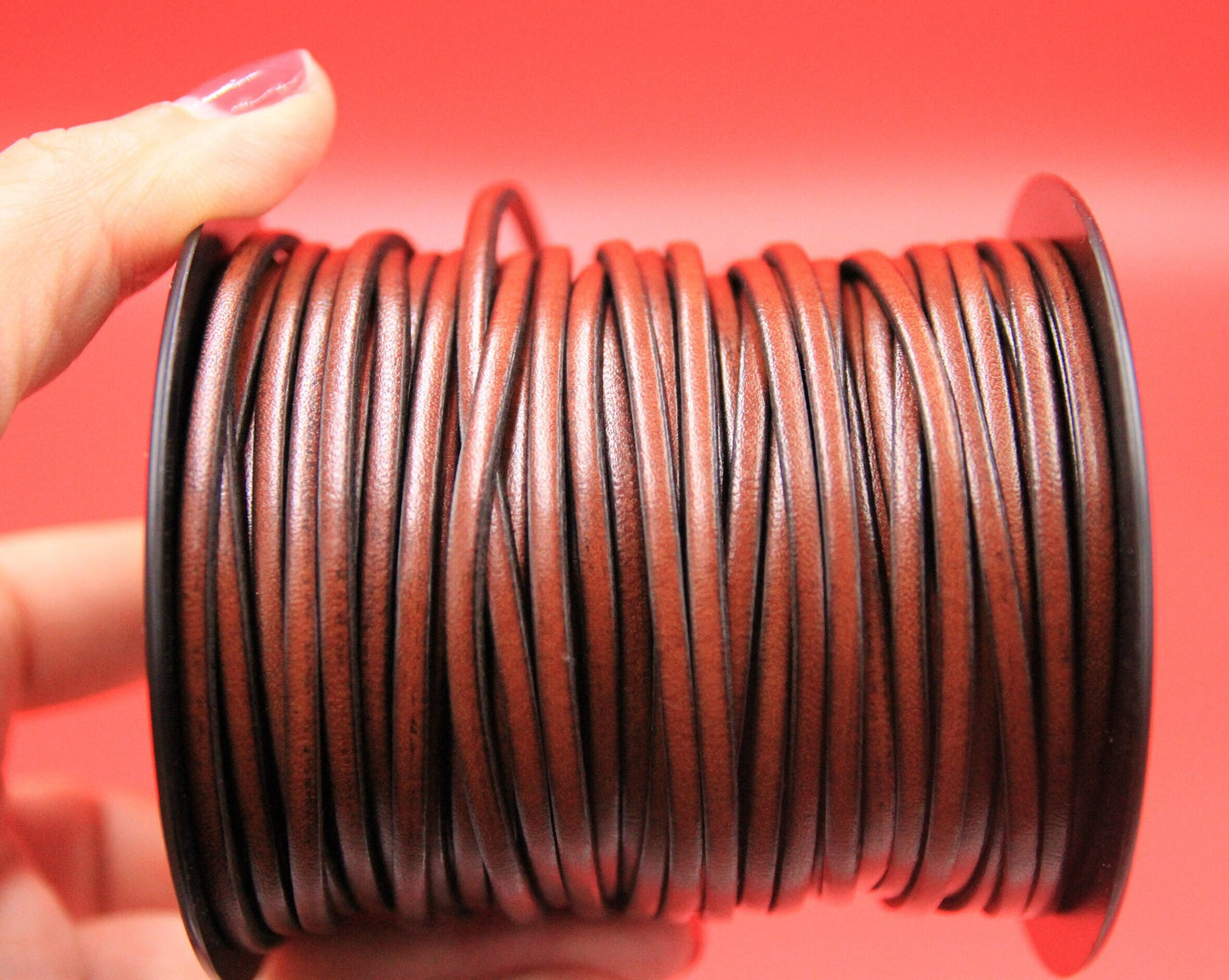 MADE in EUROPE 1 yard of 3mm flat brown leather cord, genuine flat leather cord, 3x2mm flat leather cord (AR100/03/brown)