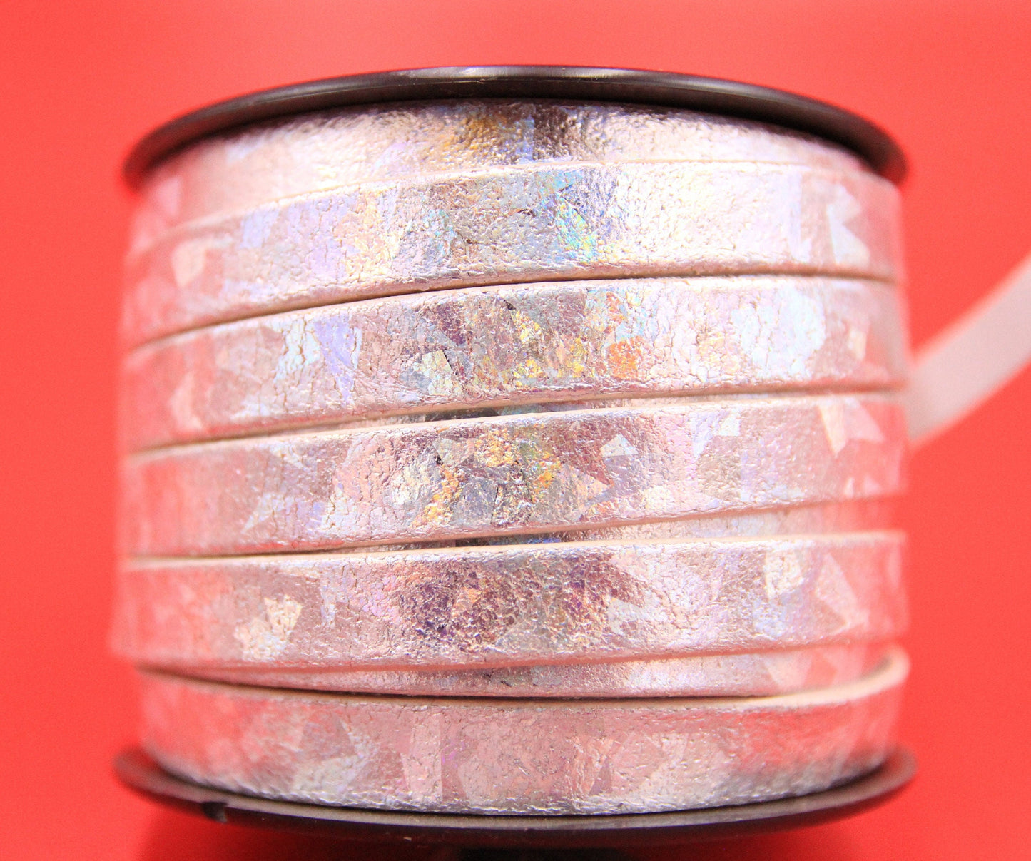 MADE in SPAIN 24" 10mm flat leather cord, silver flat leather cord, 10mm flat silver leather cord (BrokenGlass10)