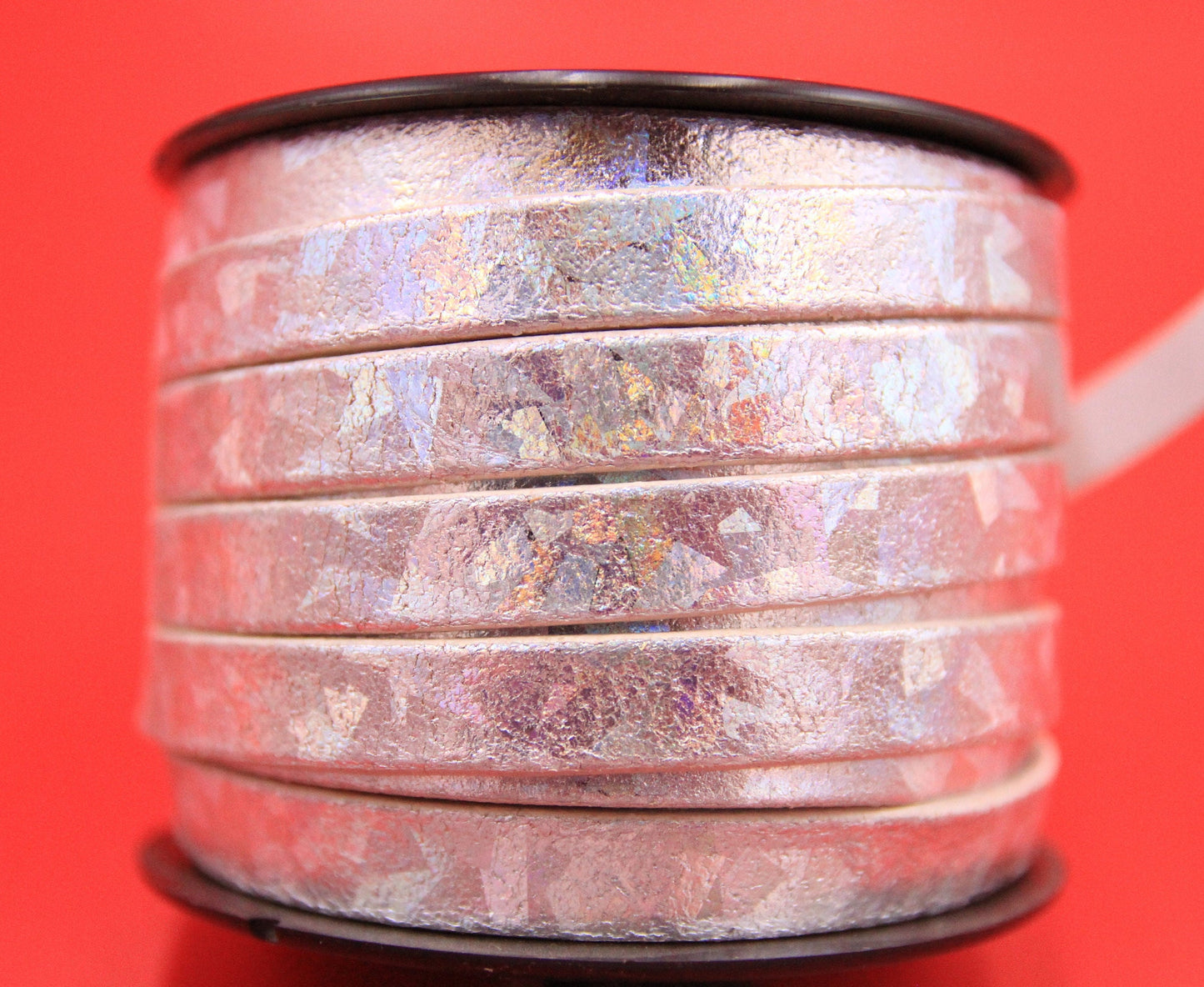 MADE in SPAIN 24" 10mm flat leather cord, silver flat leather cord, 10mm flat silver leather cord (BrokenGlass10)