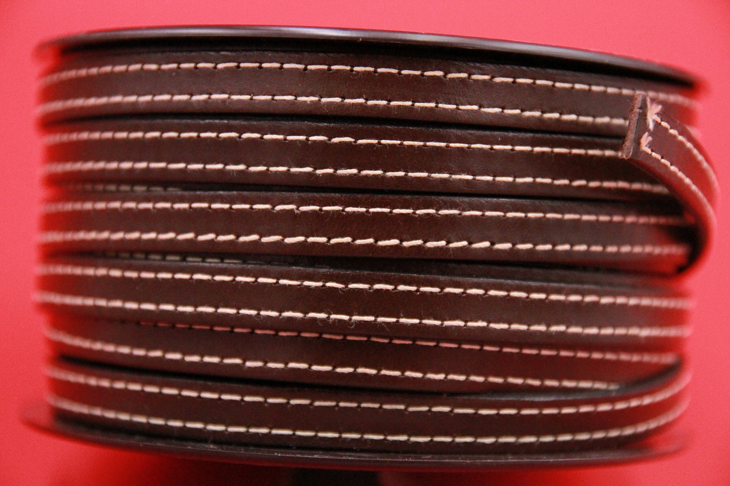 MADE IN SPAIN 24" flat stitched leather cord, 10mm flat leather cord, 10mm stitched leather cord (TCPC10)