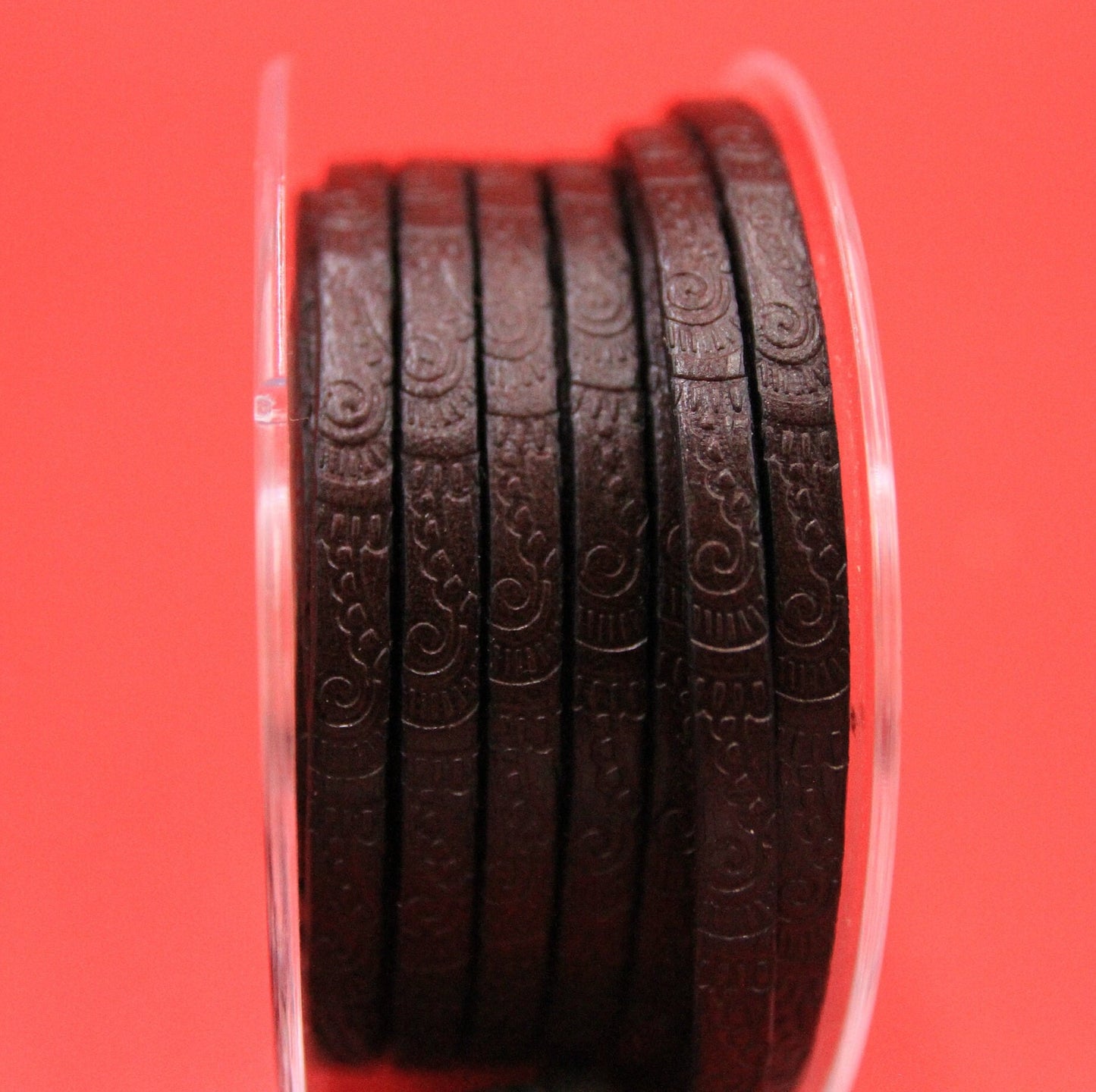 MADE in EUROPE 24'' flat 5mm and 10mm embossed leather cord, 5mm and 10mm brown leather cord