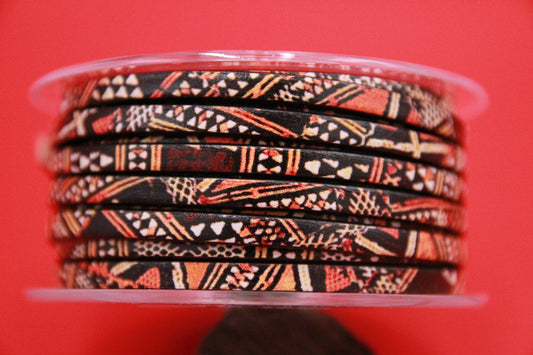 MADE in EUROPE 24'' multi color leather cord, 5mm flat leather cord, 5mm flat leather cord (Africa5)