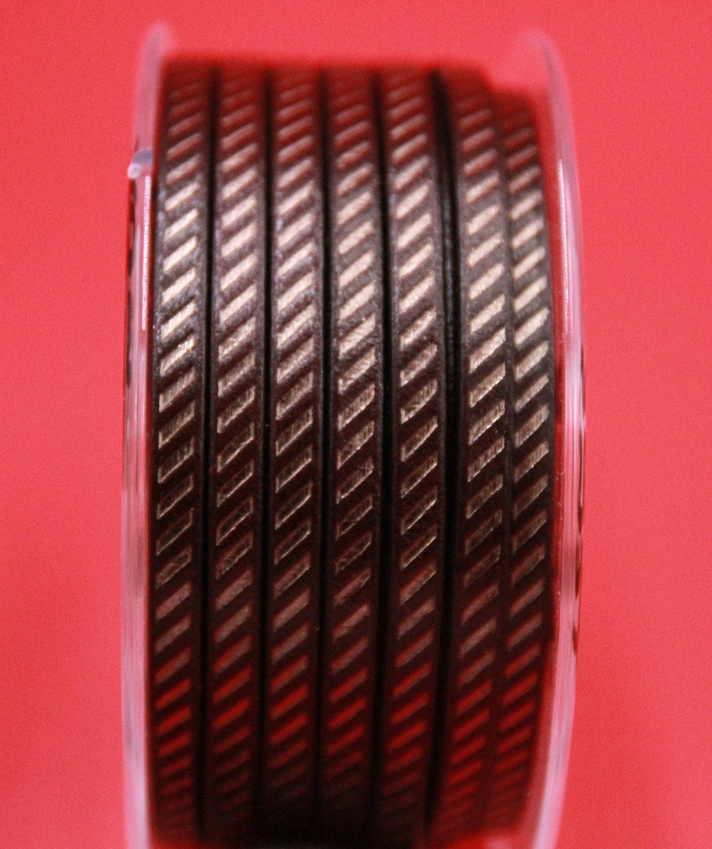 MADE in SPAIN 24" flat leather cord, engraved leather cord with metallic pattern (Diagonal5/15)