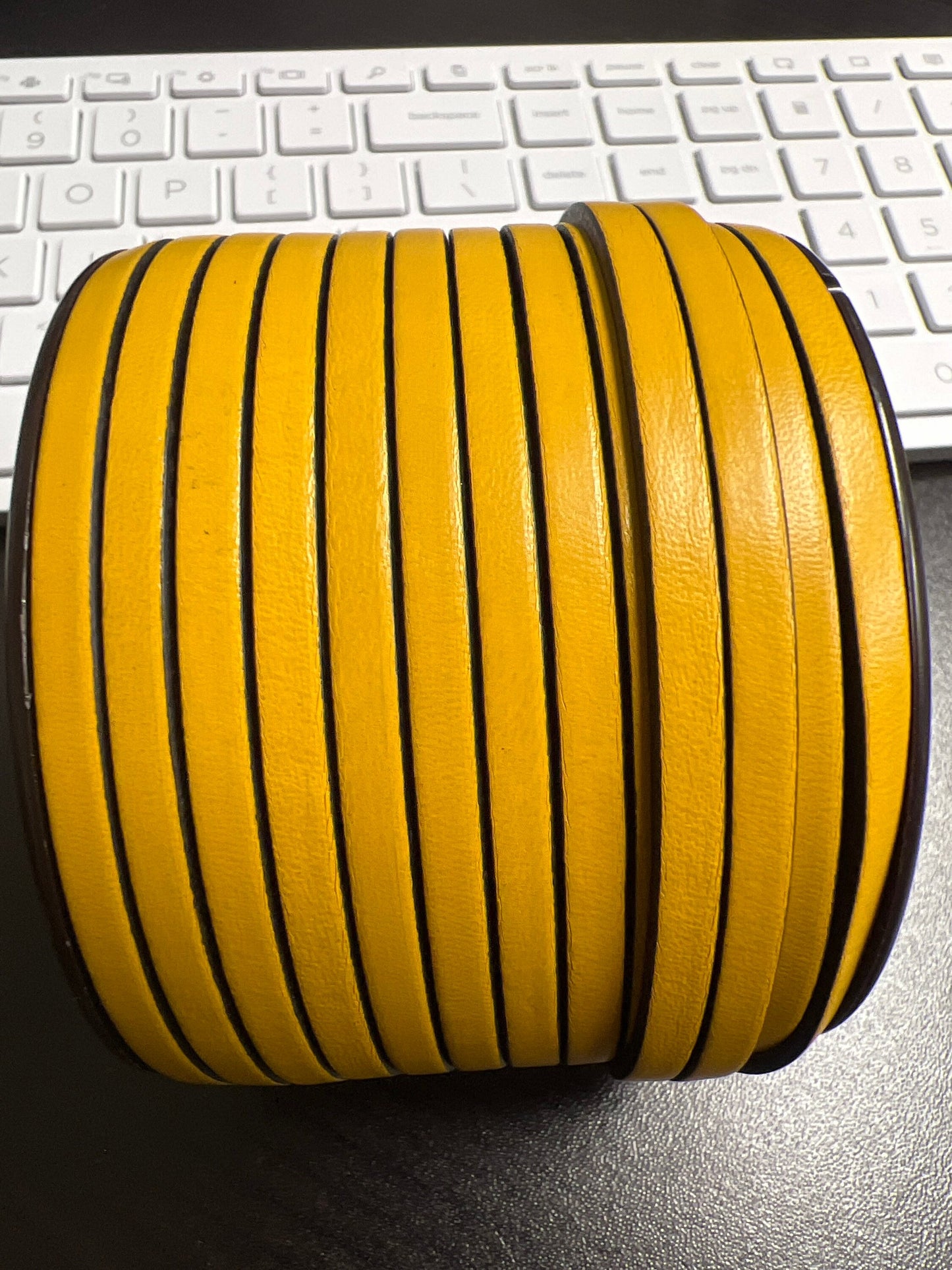 MADE in EUROPE 1 yard of 5mm flat leather cord, genuine leather 5mm strip, flat leather cord TCP5