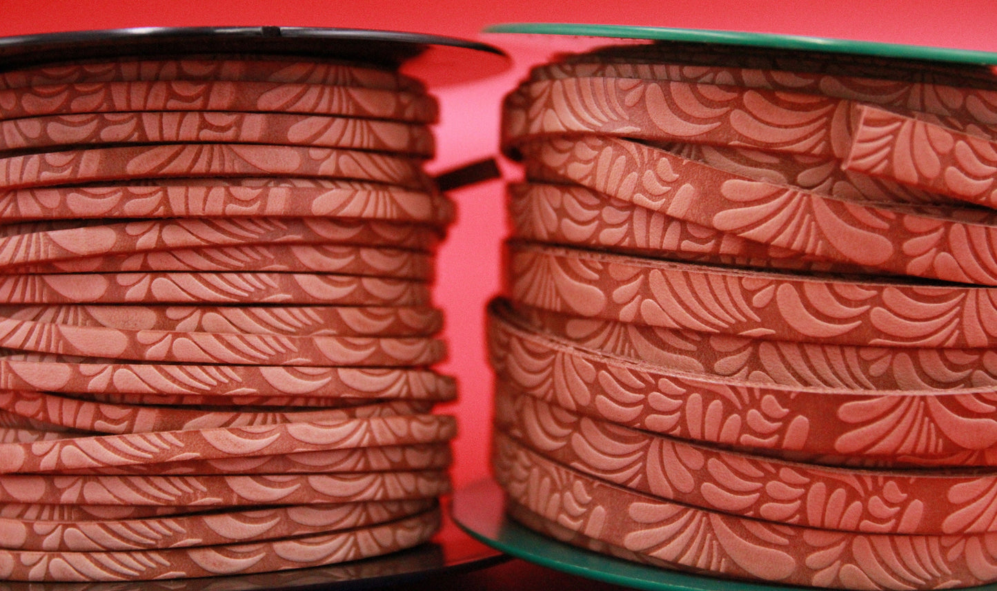 MADE in EUROPE 24'' engraved leather cord, 5mm and 10mm flat leather cord, flat embossed leather cord (AR150/01)