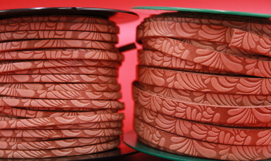 MADE in EUROPE 24'' engraved leather cord, 5mm and 10mm flat leather cord, flat embossed leather cord (AR150/01)