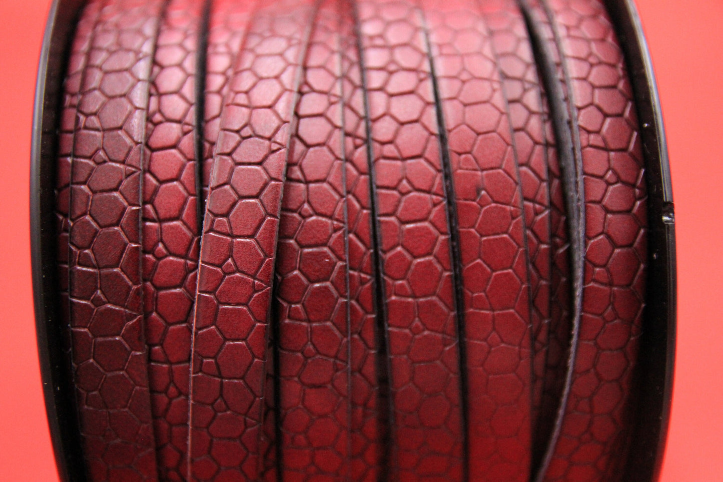 MADE in EUROPE 24" flat leather cord, 10mm leather cord, crocodile skin design embossed leather cord (AR250/10/CIR)