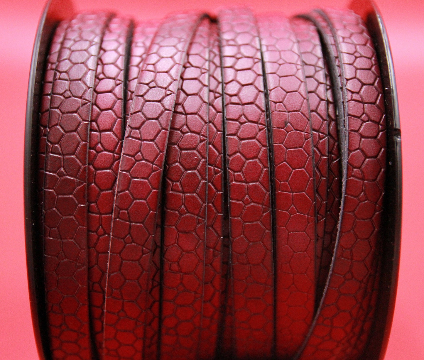 MADE in EUROPE 24" flat leather cord, 10mm leather cord, crocodile skin design embossed leather cord (AR250/10/CIR)