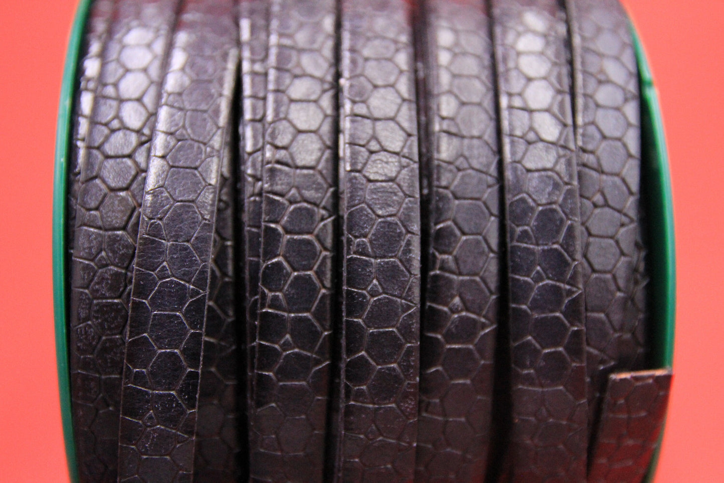MADE in EUROPE 24" flat leather cord, 10mm leather cord, crocodile skin design embossed leather cord (AR250/10/33)