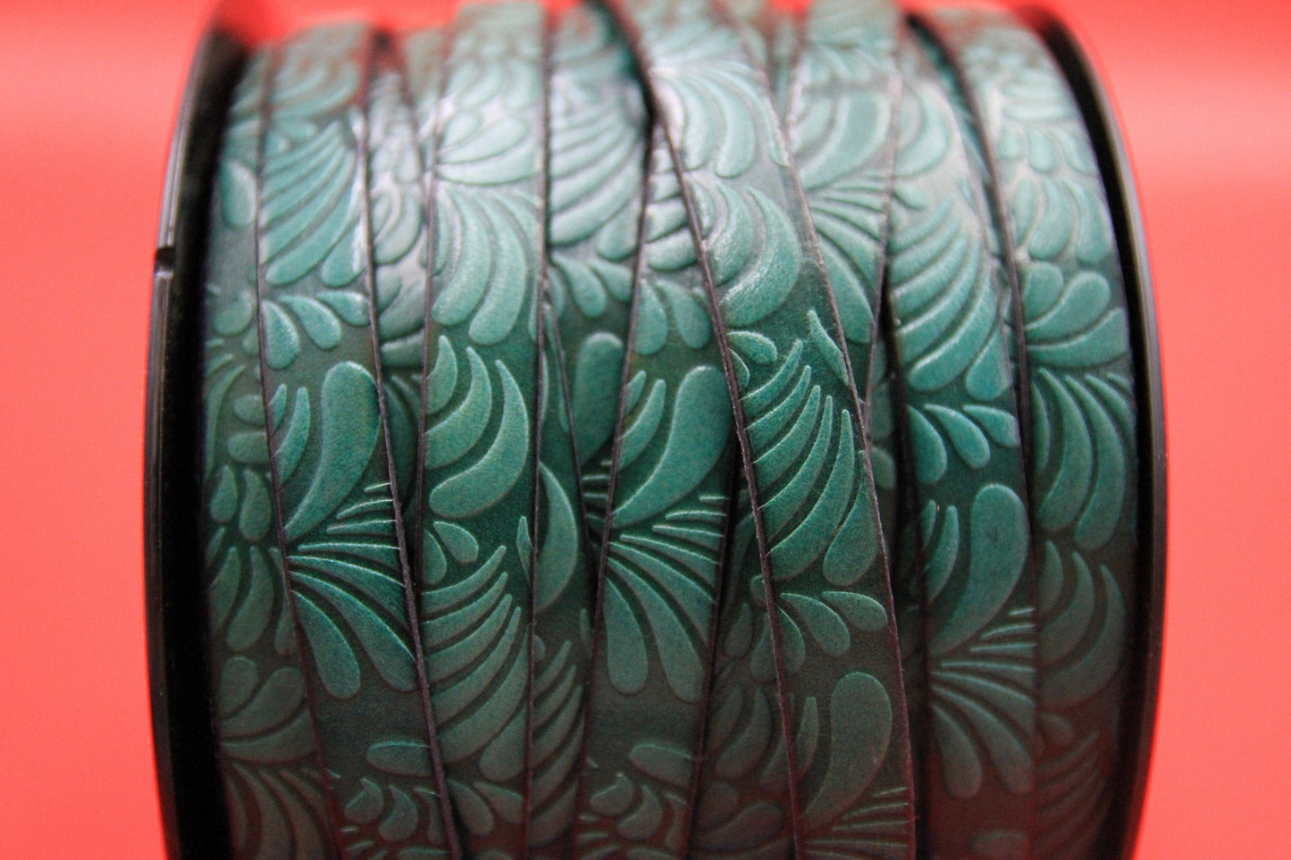 MADE in EUROPE 24" flat leather cord, 10mm leather cord, floral embossed leather cord (AR150/10/15)