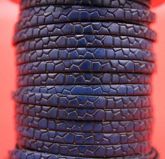 MADE in EUROPE 24'' flat 5mm embossed leather cord, 5mm flat crocodile skin embossed leather cord, (AR250/05/21)