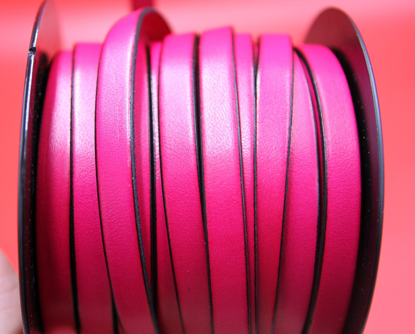 MADE in EUROPE 24" flat leather cord, 10mm leather cord, fuchsia leather cord (MARF10FUCSIA)