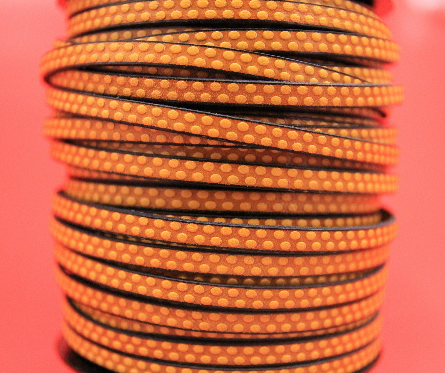 MADE in EUROPE 24'' flat 5mm embossed leather cord, 5mm yellow leather cord, 5mm embossed leather cord (AR110/05/31)