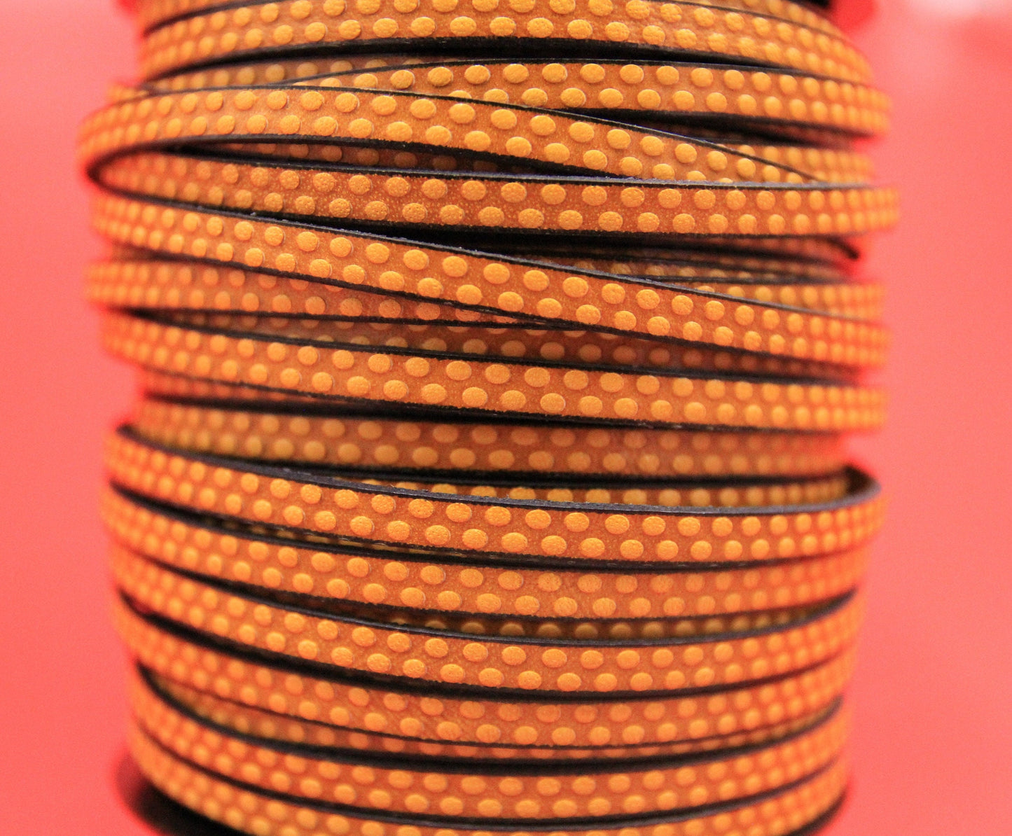 MADE in EUROPE 24'' flat 5mm embossed leather cord, 5mm yellow leather cord, 5mm embossed leather cord (AR110/05/31)