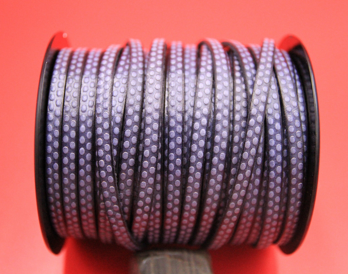 MADE in EUROPE 24" flat leather cord, polka dot embossed 5mm grey leather cord, grayish blue leather cord (AR110/05/BlGr)