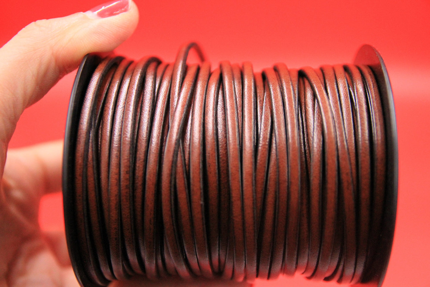 MADE in EUROPE 1 yard of 3mm flat brown leather cord, genuine flat leather cord, 3x2mm flat leather cord (AR100/03/brown)