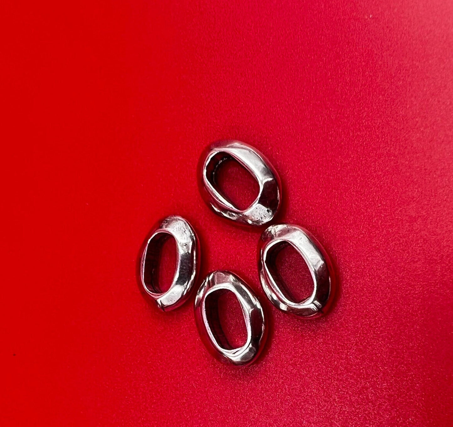LS0095>>MADE IN EUROPE 4 zamak ring sliders, 10x5mm sliders, silver ring sliders (ablz264) Qty4