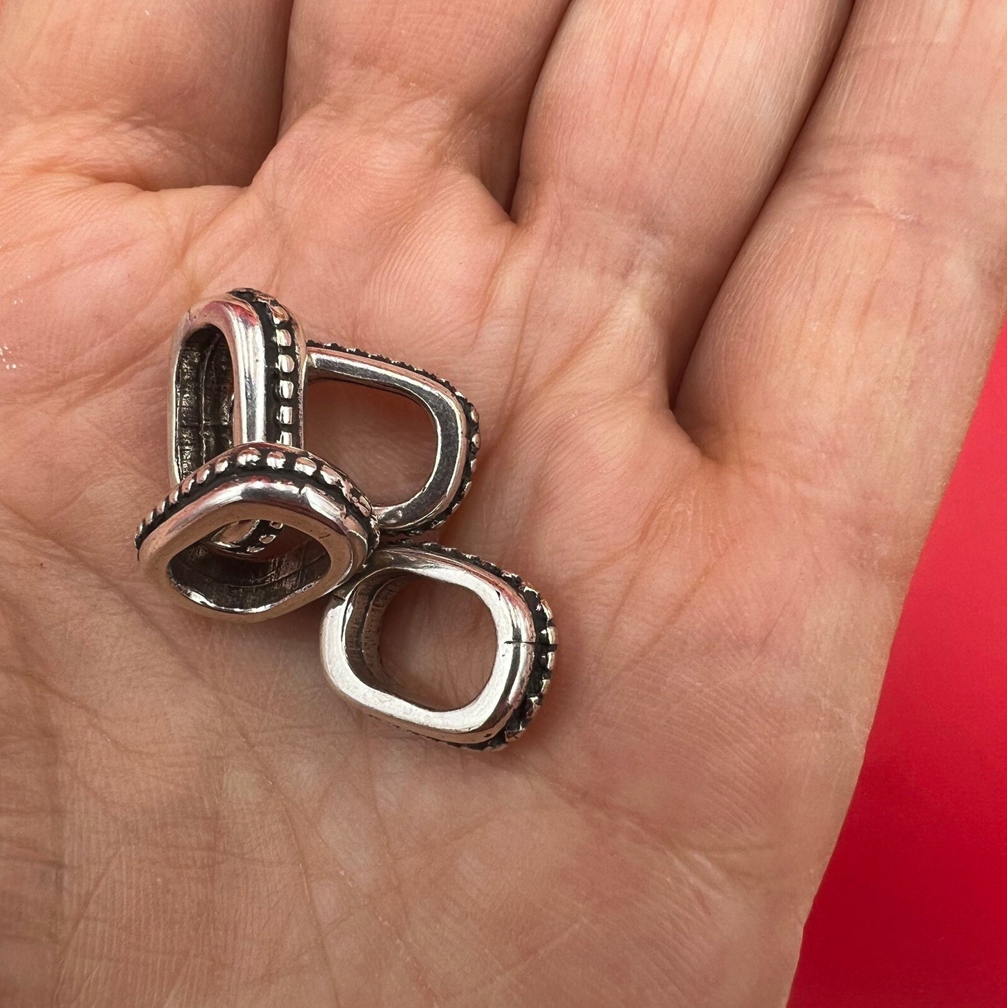 LS0096>> MADE IN EUROPE 4 zamak ring sliders, licorice ring slider, 10x6mm slider rings, silver ring sliders (Ablz265) Qty4