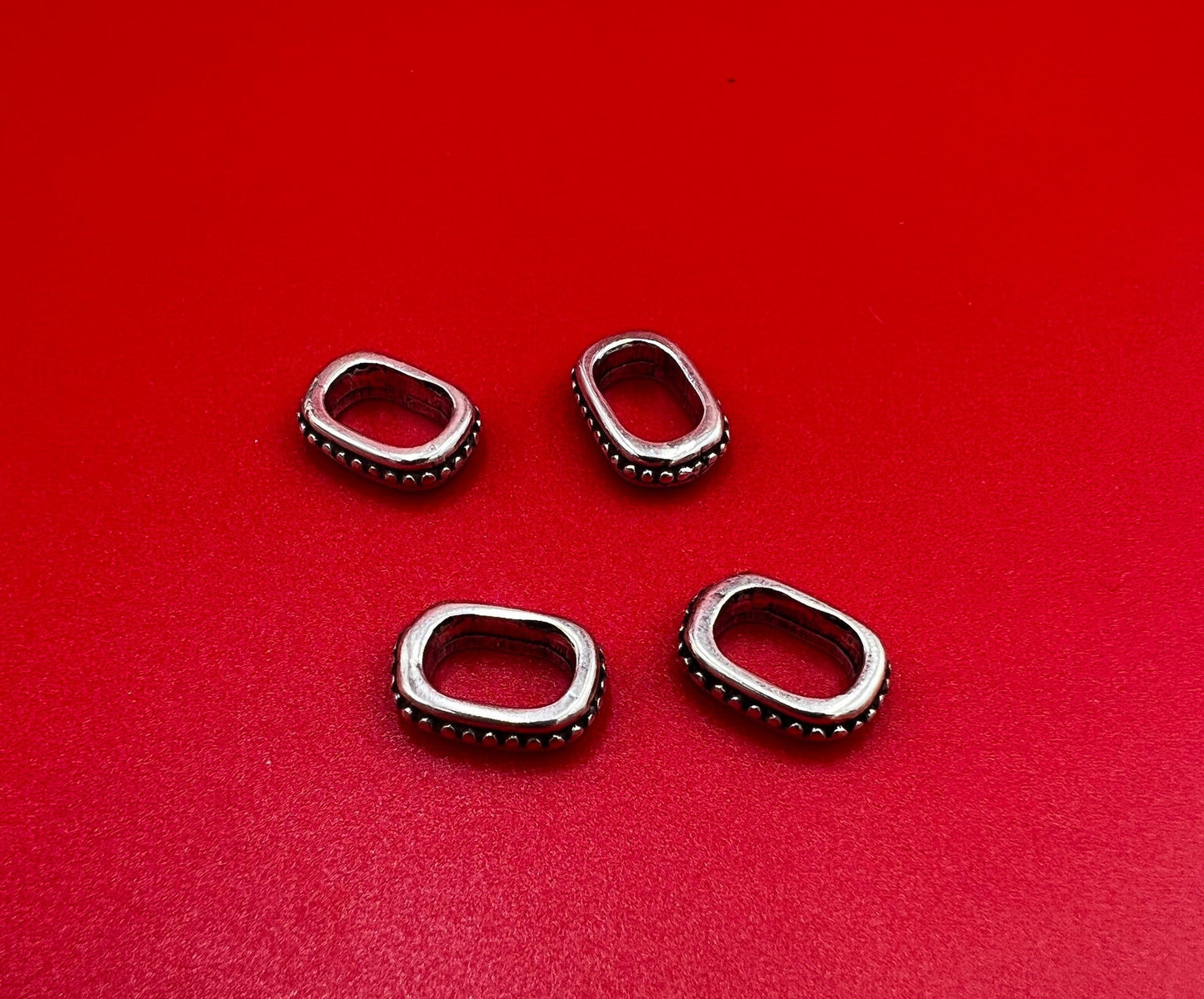 LS0096>> MADE IN EUROPE 4 zamak ring sliders, licorice ring slider, 10x6mm slider rings, silver ring sliders (Ablz265) Qty4