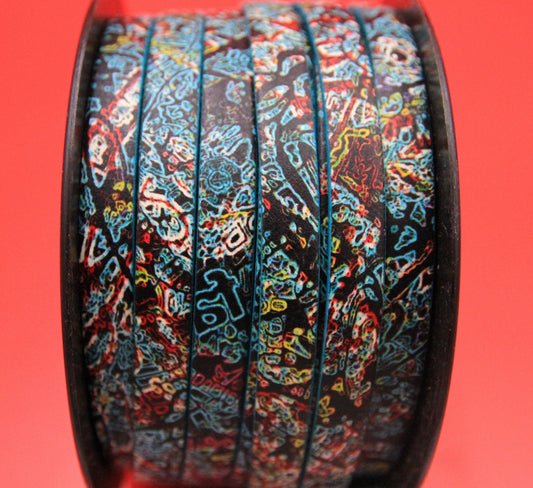 MADE in EUROPE 24'' multi color flat leather cord, 10mm flat leather cord, 10mm printed leather cord