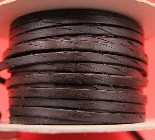 MADE IN SPAIN 24" vintage leather cord, 5mm brown vintage leather cord (RusticPeeled5/15)