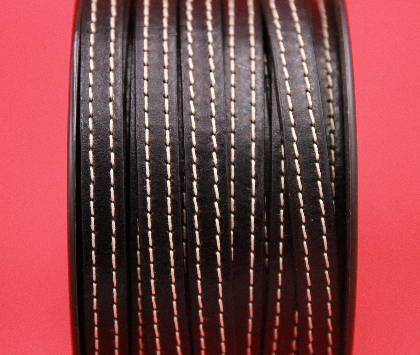 MADE IN SPAIN 24" flat stitched leather cord, 10mm flat leather cord, 10mm stitched leather cord (TCPC10)