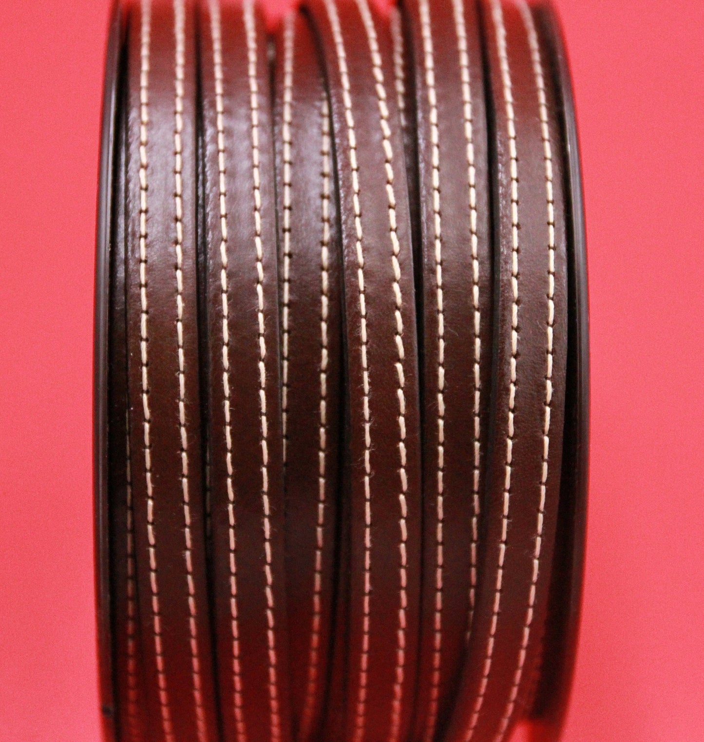 MADE IN SPAIN 24" flat stitched leather cord, 10mm flat leather cord, 10mm stitched leather cord (TCPC10)