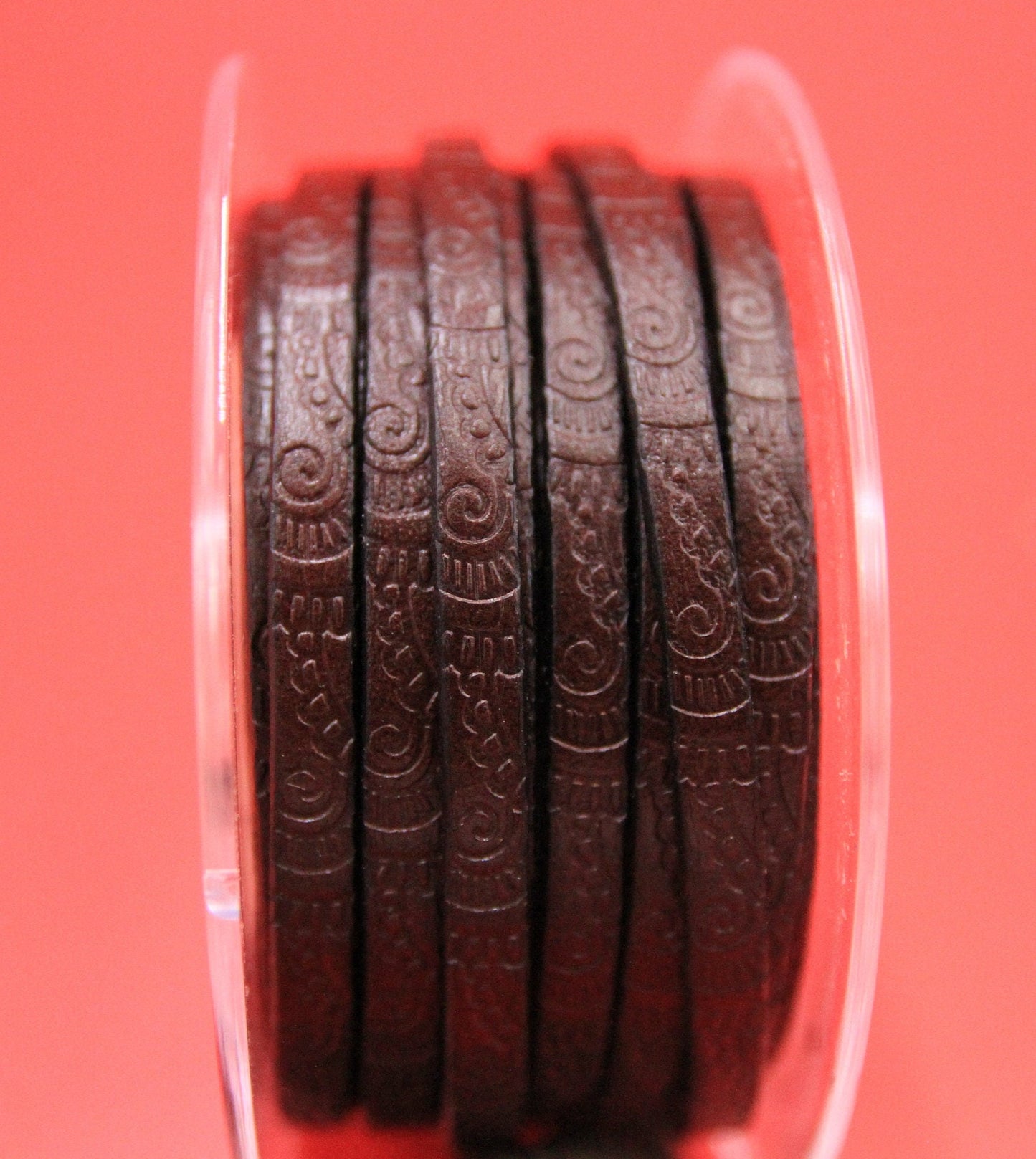 MADE in EUROPE 24'' flat 5mm and 10mm embossed leather cord, 5mm and 10mm brown leather cord