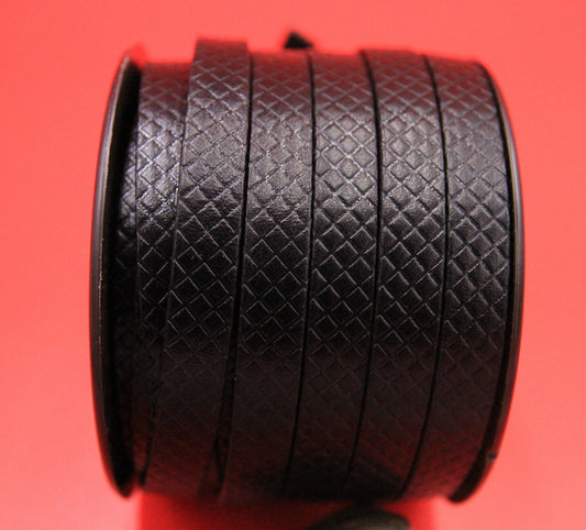 MADE in EUROPE 24" flat leather cord, 10mm embossed leather cord, black 10mm embossed leather cord (Squares10/46)