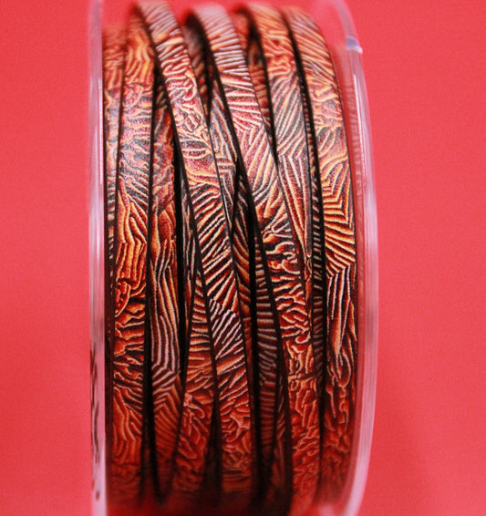 MADE in EUROPE 24'' multi color leather cord, 5mm flat leather cord, 5mm flat leather cord (Coral5)