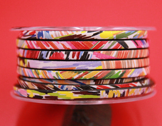 MADE in EUROPE 24'' multi color leather cord, 5mm flat leather cord, 5mm flat leather cord (Pintades5)