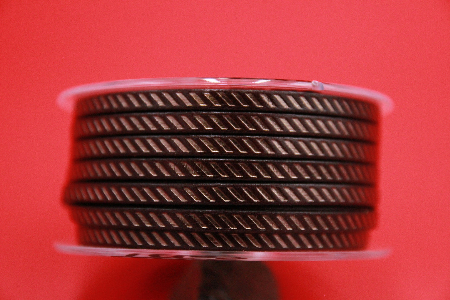 MADE in SPAIN 24" flat leather cord, engraved leather cord with metallic pattern (Diagonal5/15)