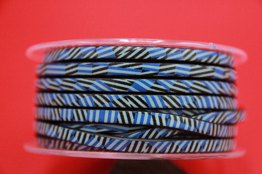 MADE in EUROPE 24'' multi color leather cord, 5mm flat leather cord, 5mm flat leather cord (RayasAzules5)