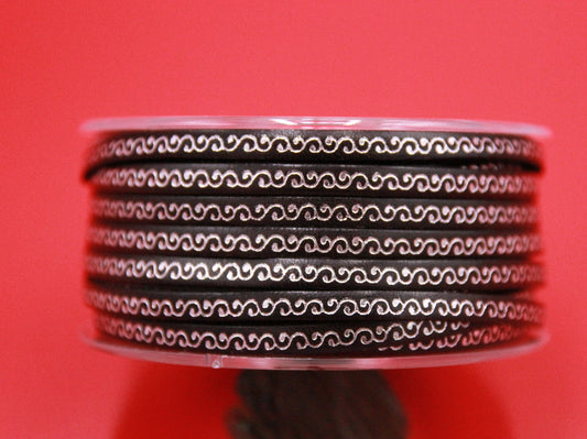 MADE in EUROPE 24'' multi color leather cord, 5mm flat leather cord, 5mm flat leather cord (WavesDots5/46/44)