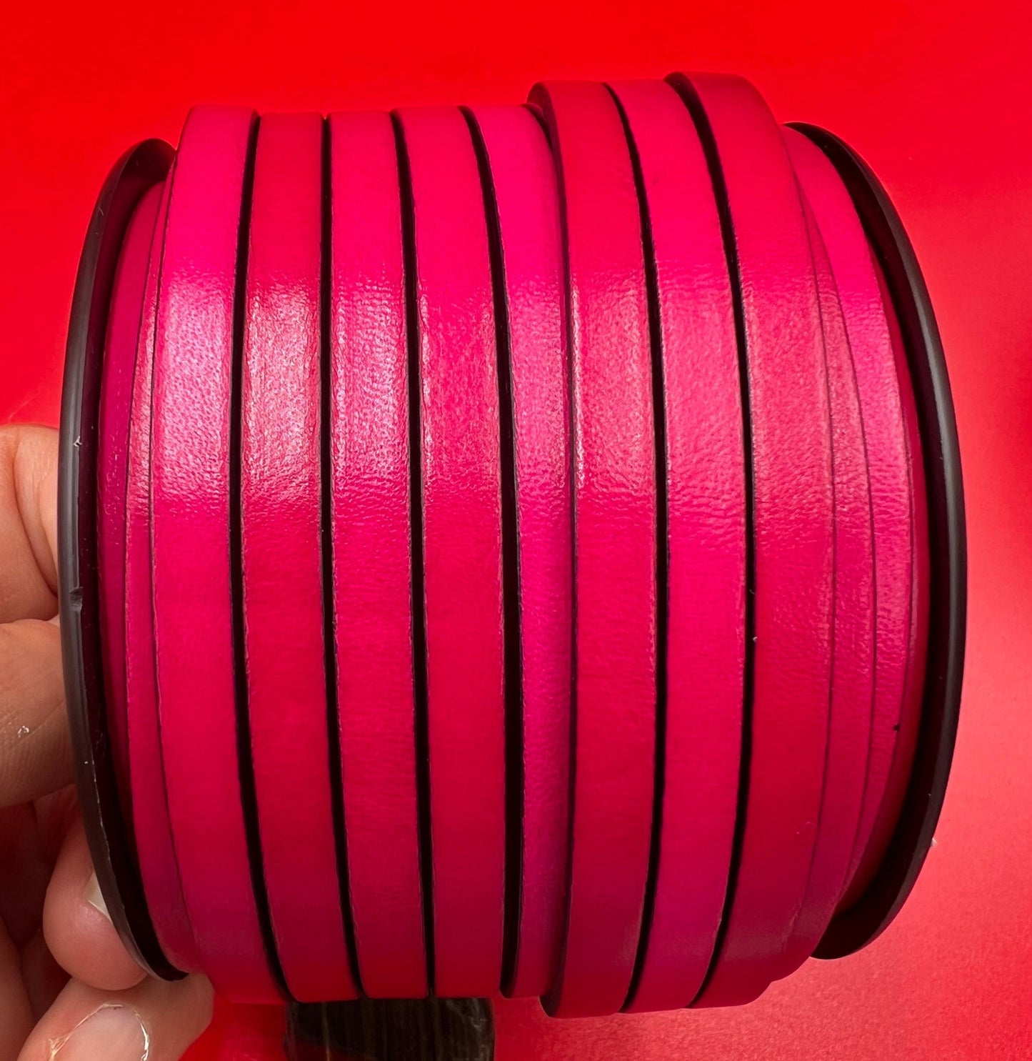 MADE in EUROPE 1 yard of 6mm flat leather cord, genuine leather 6mm strip, 6mm leather cord TCP6