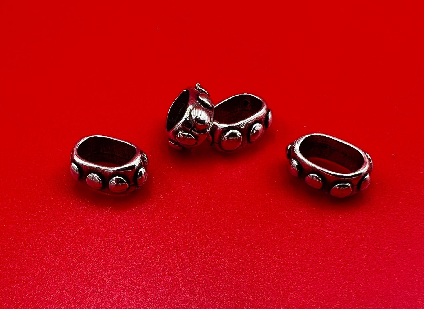 LS0097>> MADE IN EUROPE 4 zamak ring sliders, licorice ring slider, 10x6mm slider rings, silver ring sliders (Ablz266) Qty4