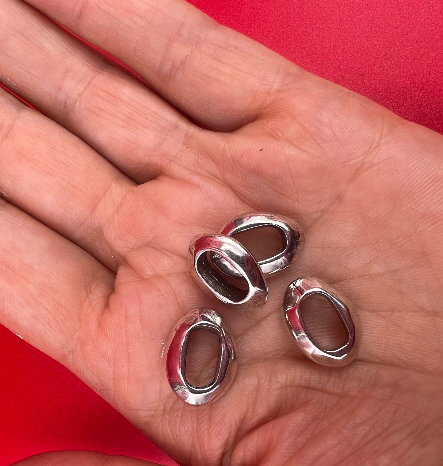 LS0095>>MADE IN EUROPE 4 zamak ring sliders, 10x5mm sliders, silver ring sliders (ablz264) Qty4