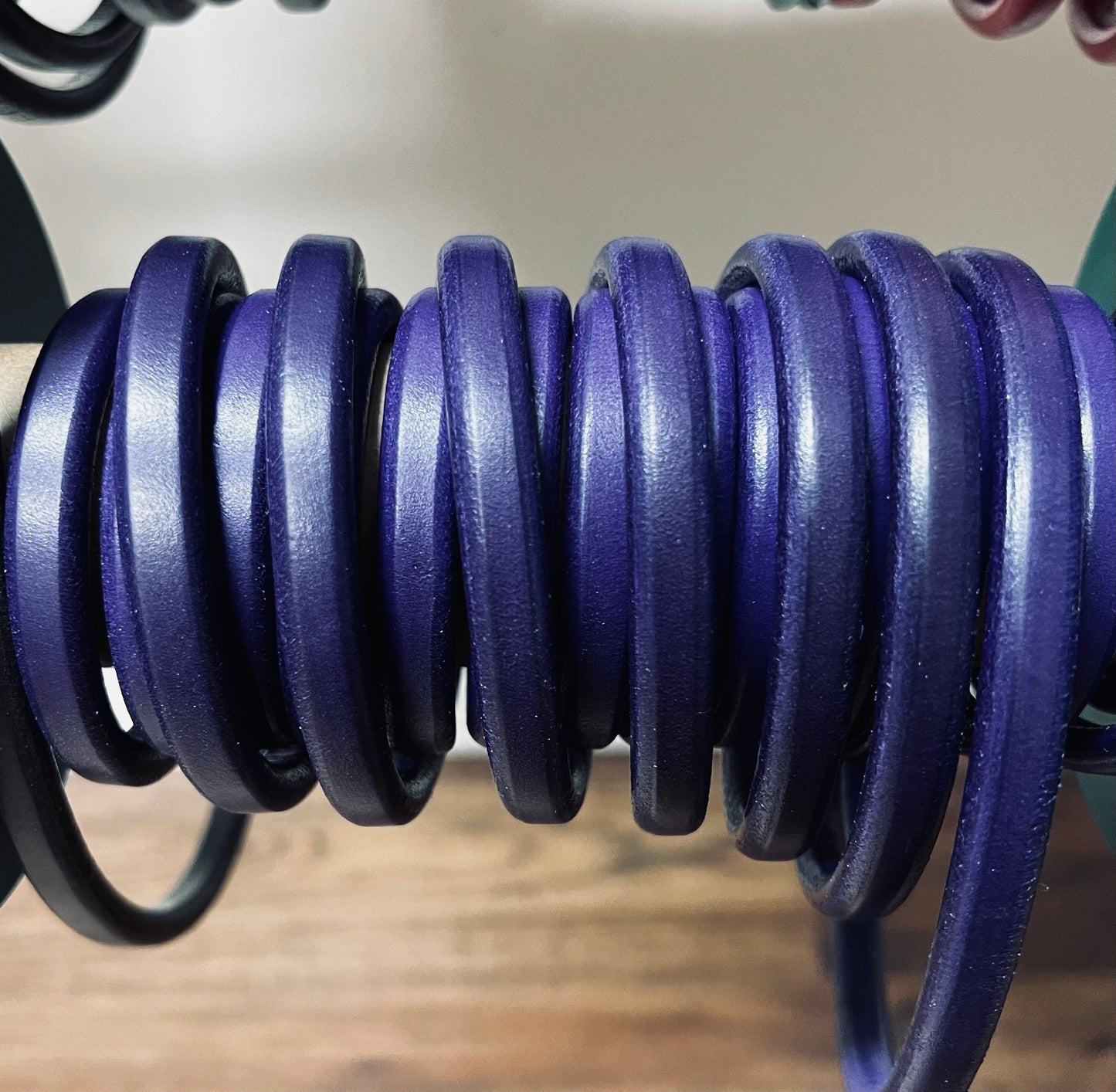 MADE in EUROPE 8" purple licorice leather cord, 10x6 leather cord, bracelet leather cord, thick leather cord (MARL10P)