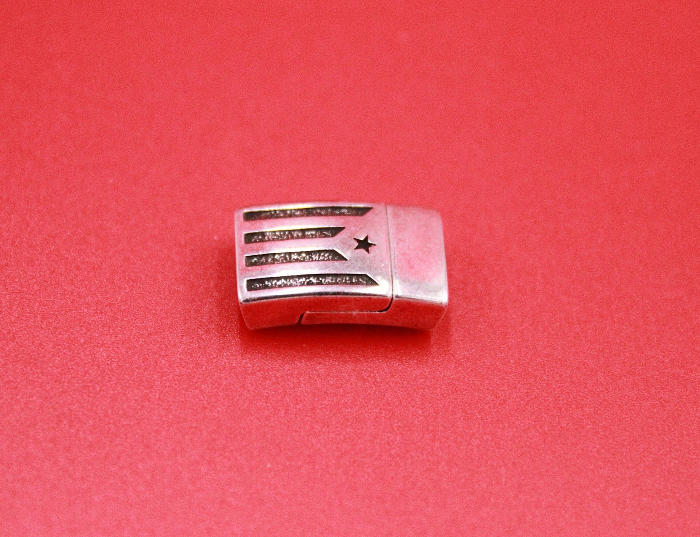 FC0387>>MADE in EUROPE zamak 10mm flat cord clasp, flat leather cord  clasp, catalonian flag  clasp  Qty1