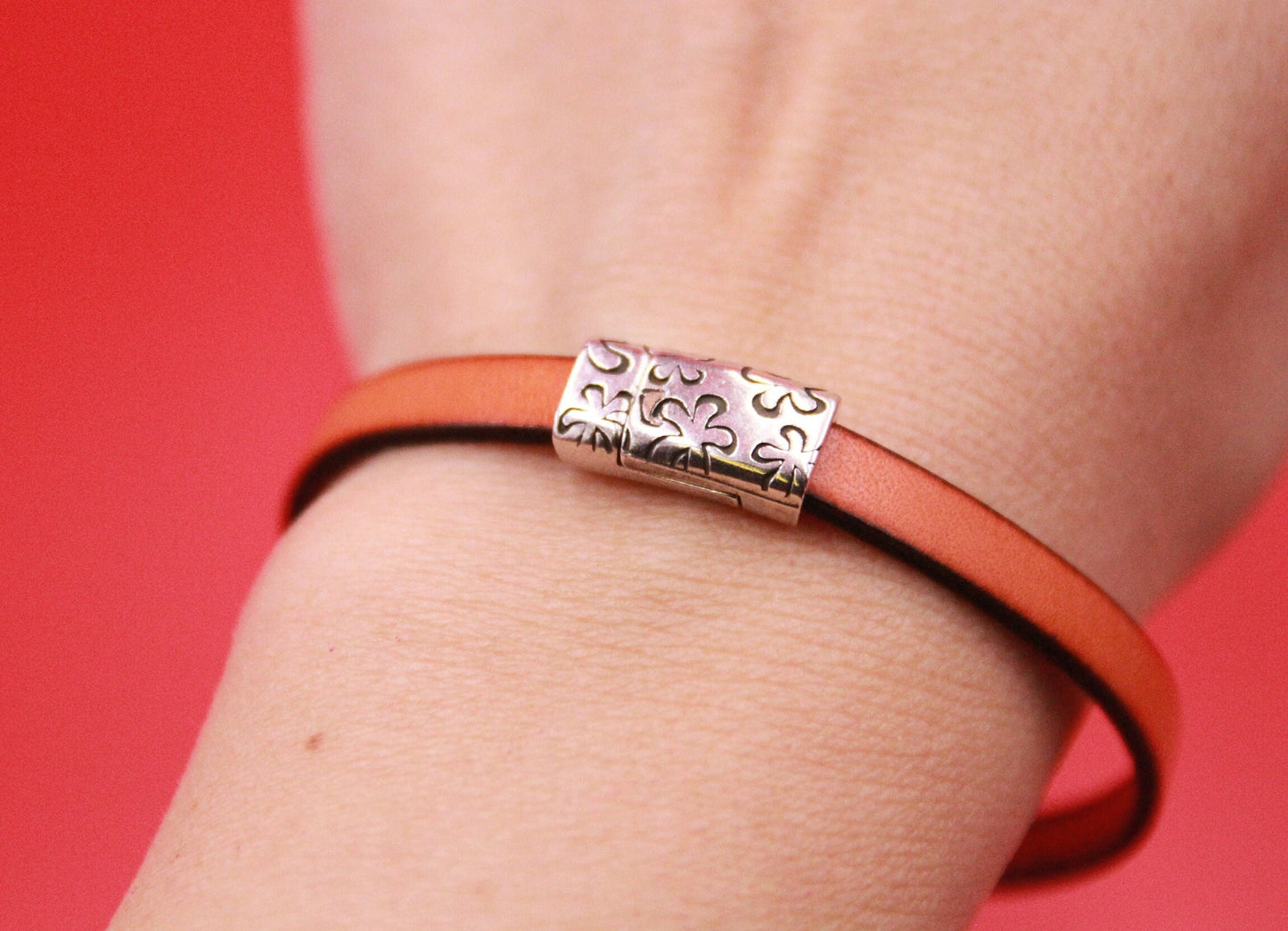 FC0391>>MADE in EUROPE zamak clasp for flat 6mm cord, zamak flower clasp for flat cord, clasp for 6mm cord, qty1
