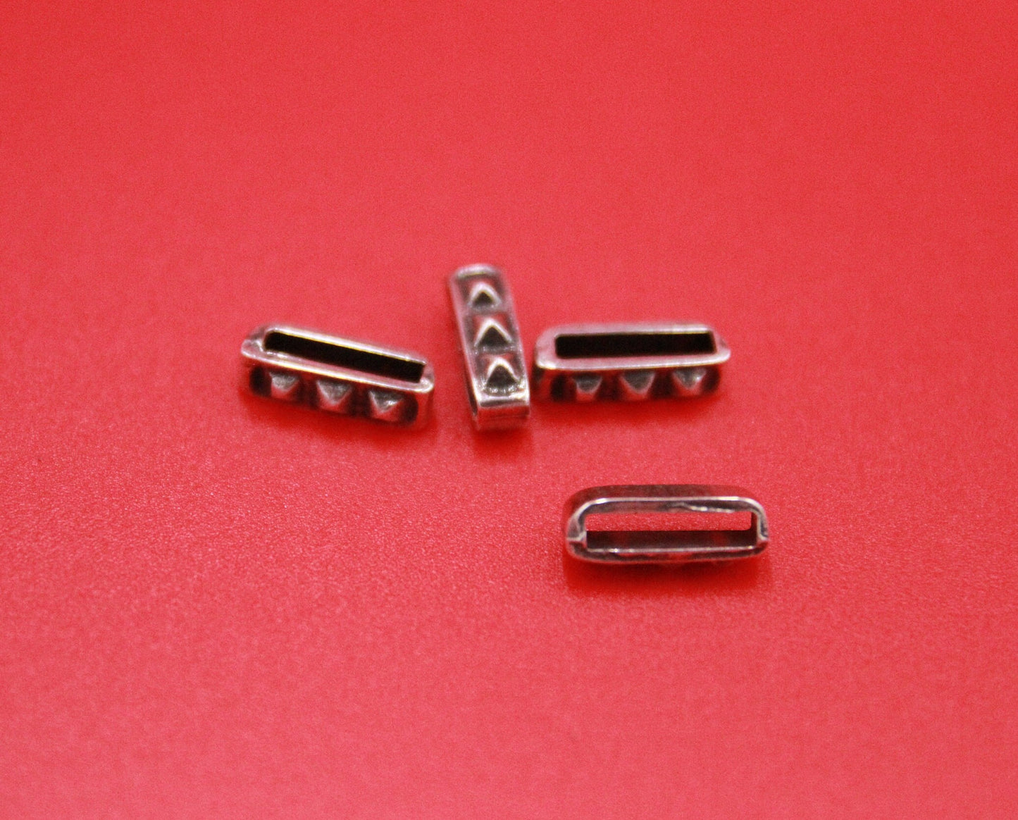 FS0555>>MADE in EUROPE 4 zamak slider bars, 10mm flat cord sliders, 10mm leather cord sliders, Qty4