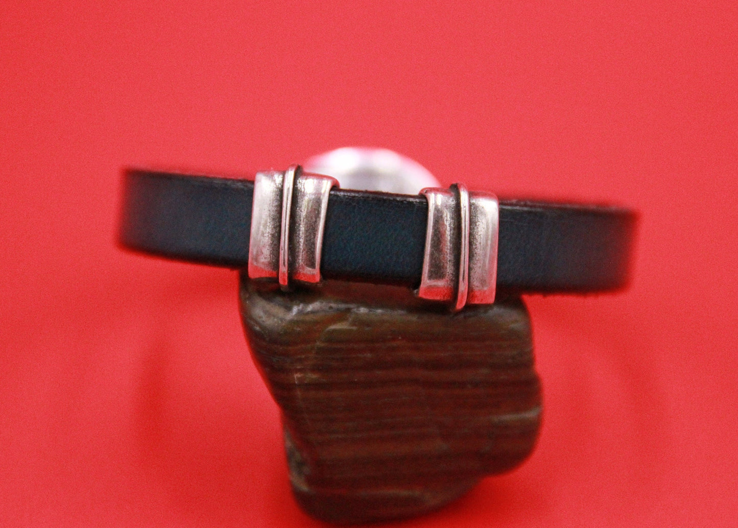 FS0561>>MADE in EUROPE 2 zamak sliders, 10mm flat cord slider bars, 10mm leather cord simple sliders, zamak sliders Qty2