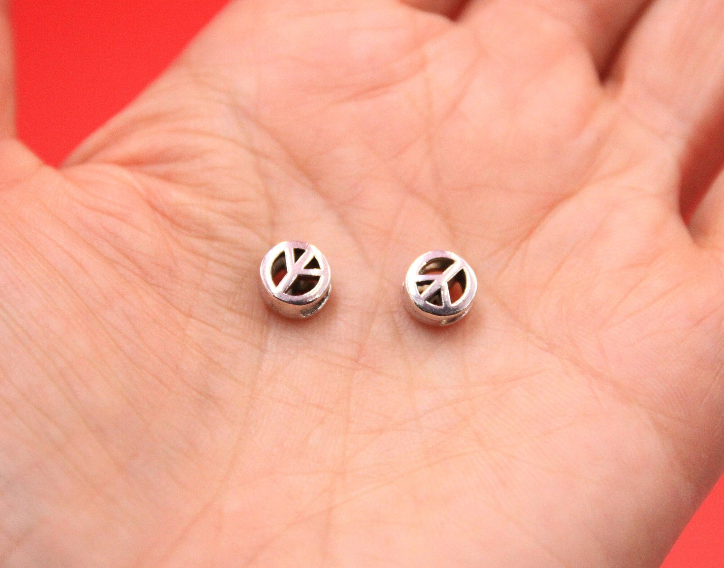 FS0573>>MADE in EUROPE 2 zamak PEACE sliders, 5mm flat cord peace sliders, (F648/8S)Qty2