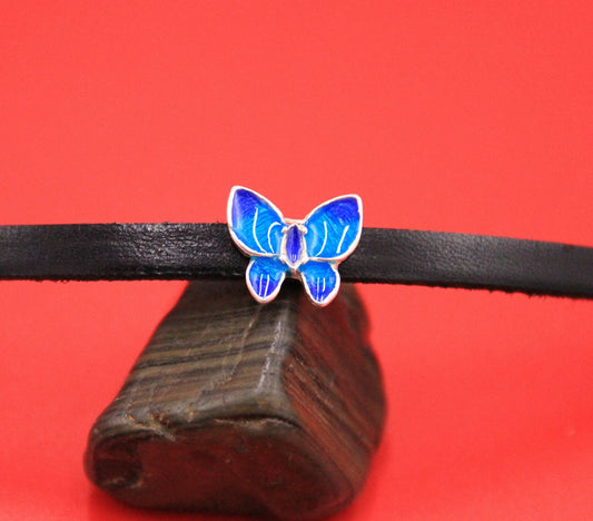 FS0576>> MADE in EUROPE 2 zamak butterfly sliders, zamak enameled sliders, 6mm cord butterfly sliders  qty2