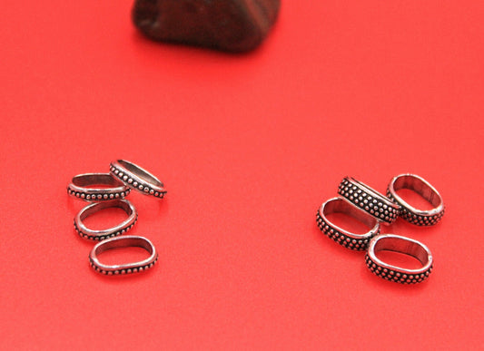 LS0099>> MADE IN EUROPE 4 Pewter ring crimp sliders, licorice ring slider, licorice slider rings, (F444/443) Qty4