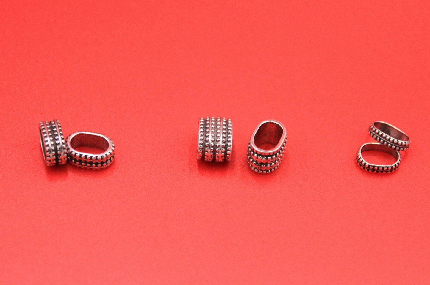 LS0100>> MADE IN EUROPE 2 Pewter ring crimp sliders, licorice ring slider, licorice slider rings, Qty2