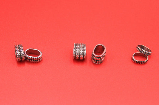 LS0100>> MADE IN EUROPE 2 Pewter ring crimp sliders, licorice ring slider, licorice slider rings, Qty2